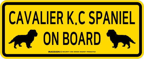 キャバリアキングチャールズスパニエル,乗車中,カーマグネット,バンパーステッカー,英語,CAVALIER K.C SPANIEL ON BOARD,イエロー,黄色