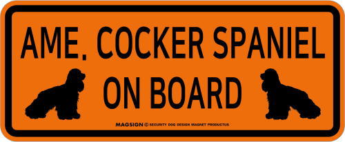 アメリカンコッカースパニエル,乗車中,カーマグネット,バンパーステッカー,英語,AME. COCKER SPANIEL ON BOARD,オレンジ色