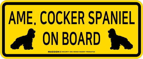 アメリカンコッカースパニエル,乗車中,カーマグネット,バンパーステッカー,英語,AME. COCKER SPANIEL ON BOARD,イエロー,黄色