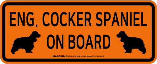 イングリッシュコッカースパニエル,乗車中,カーマグネット,バンパーステッカー,英語,ENG. COCKER SPANIEL ON BOARD,オレンジ色