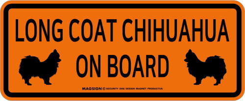 ロングコートチワワ,乗車中,カーマグネット,バンパーステッカー,英語,LONG COAT CHIHUAHUA ON BOARD,オレンジ色