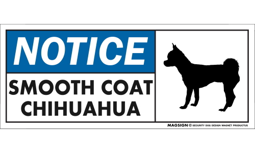 スムースコートチワワ,チワワスムースヘアー,車,マグネット,バンパーステッカー,英語,お知らせ,NOTICE,SMOOTH COAT CHIHUAHUA,強粘着ステッカー,屋外,防水性能,耐水性,耐光性,耐候性,日本製