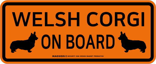 ウェルシュコーギー,乗車中,カーマグネット,バンパーステッカー,英語,WELSH CORGI ON BOARD,オレンジ色