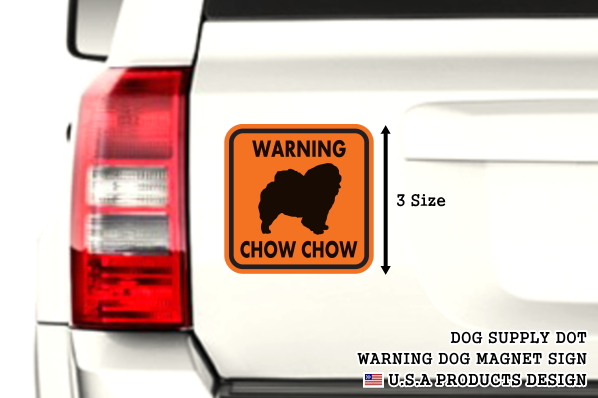 WARNING CHOW CHOW マグネットサイン:チャウチャウ(オレンジ)