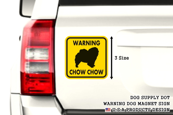WARNING CHOW CHOW マグネットサイン:チャウチャウ(イエロー)