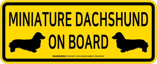 ミニチュアダックスフンド,乗車中,カーマグネット,バンパーステッカー,英語,MINIATURE DACHSHUND ON BOARD,イエロー,黄色