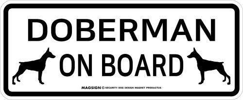 ドーベルマン(立耳),乗車中,カーマグネット,バンパーステッカー,英語,DOBERMAN ON BOARD,ホワイト,白色