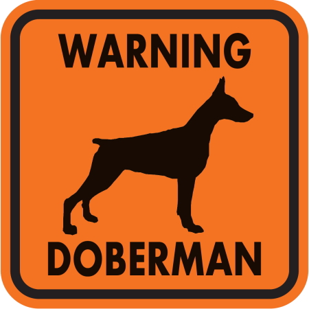 WARNING DOBERMAN マグネットサイン:ドーベルマン(オレンジ)Mサイズ
