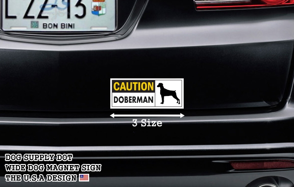 CAUTION DOBERMAN ワイドマグネットサイン:ドーベルマン