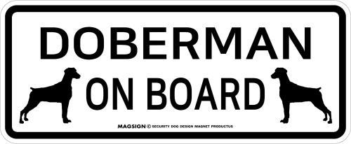 ドーベルマン(垂耳),乗車中,カーマグネット,バンパーステッカー,英語,DOBERMAN ON BOARD,ホワイト,白色