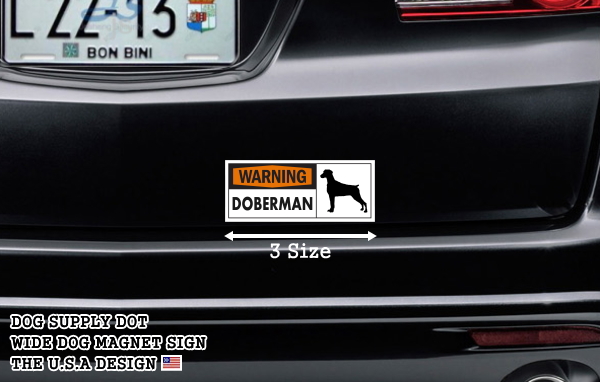 WARNING DOBERMAN ワイドマグネットサイン:ドーベルマン