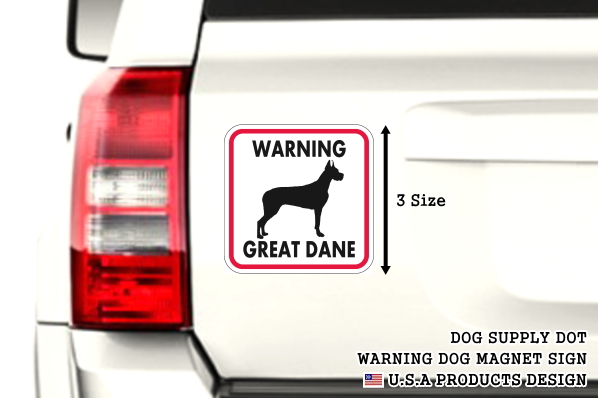WARNING GREAT DANE マグネットサイン:グレートデーン(レッドフレーム)
