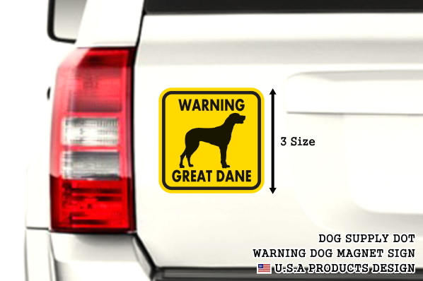 WARNING GREAT DANE マグネットサイン:グレートデーン(イエロー)