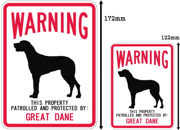 WARNING PATROLLED AND PROTECTED GREAT DANE マグネットサイン：グレートデーン