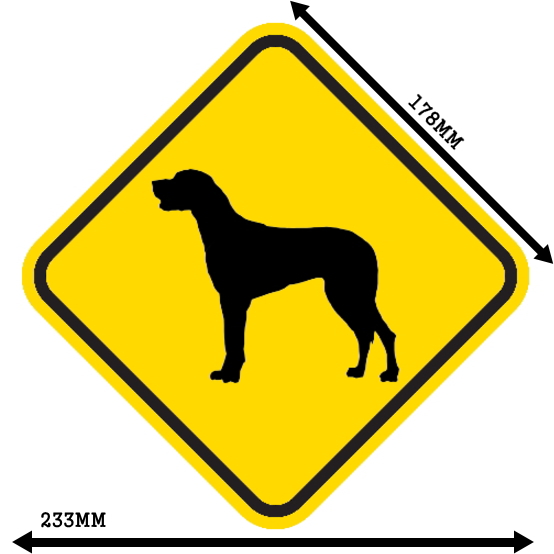 黄色い注意標識のマグネットサイン：グレートデーン
