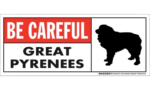 グレートピレニーズ,犬,車,マグネット,バンパーステッカー,英語,気を付けて,BE CAREFUL,GREAT PYRENEES,防水性能,耐水性,耐光性,耐候性,日本製