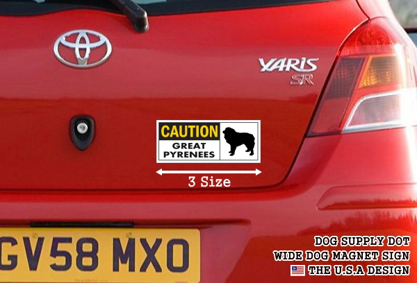 CAUTION GREAT PYRENEES ワイドマグネットサイン:グレートピレニーズ