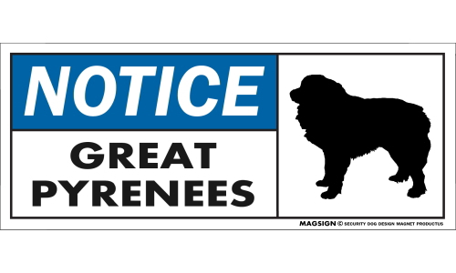グレートピレニーズ,車,マグネット,バンパーステッカー,英語,お知らせ,NOTICE,GREAT PYRENEES,強粘着ステッカー,屋外,防水性能,耐水性,耐光性,耐候性,日本製