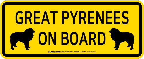 グレートピレニーズ,乗車中,カーマグネット,バンパーステッカー,英語,GREAT PYRENEES ON BOARD,イエロー,黄色