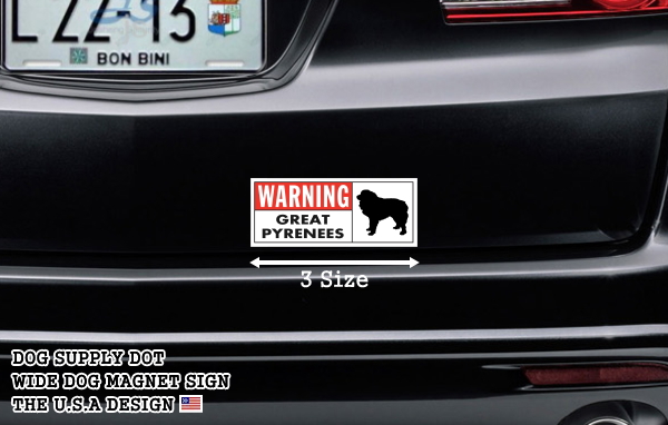 WARNING GREAT PYRENEES ワイドマグネットサイン:グレートピレニーズ