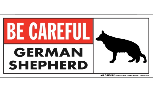 ジャーマンシェパード,犬,車,マグネット,バンパーステッカー,英語,気を付けて,BE CAREFUL,GERMAN SHEPHERD,防水性能,耐水性,耐光性,耐候性,日本製
