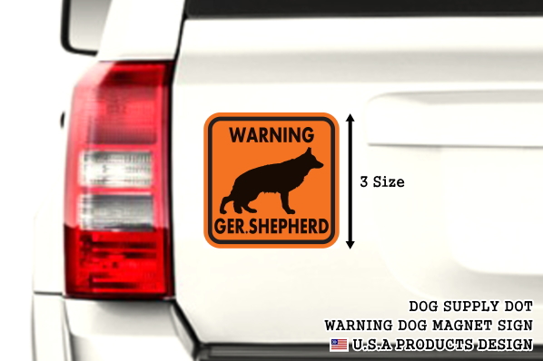 WARNING GER. SHEPHERD マグネットサイン:ジャーマンシェパード(オレンジ)