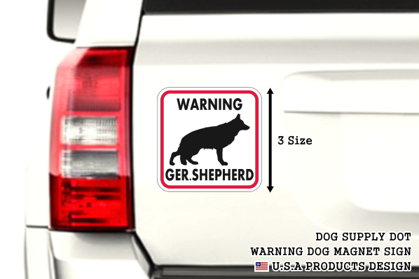 WARNING GER. SHEPHERD マグネットサイン:ジャーマンシェパード(レッドフレーム)
