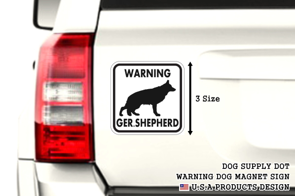 WARNING GER. SHEPHERD マグネットサイン:ジャーマンシェパード(ホワイト)