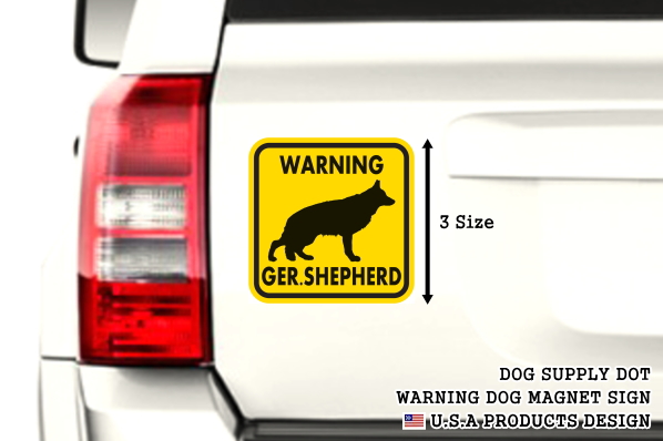 WARNING GER. SHEPHERD マグネットサイン:ジャーマンシェパード(イエロー)
