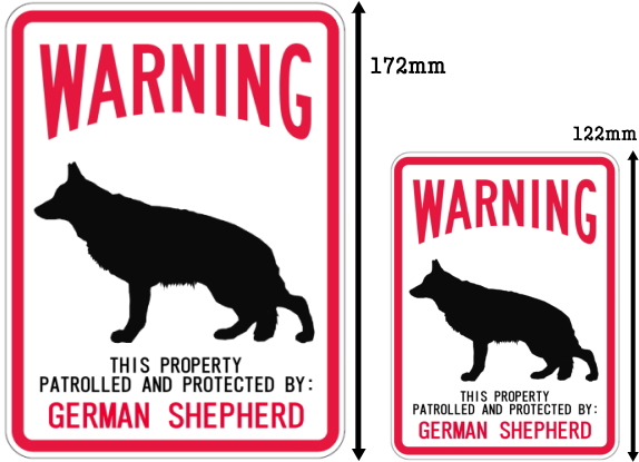 WARNING PATROLLED AND PROTECTED GERMAN SHEPHERD マグネットサイン:ジャーマンシェパード