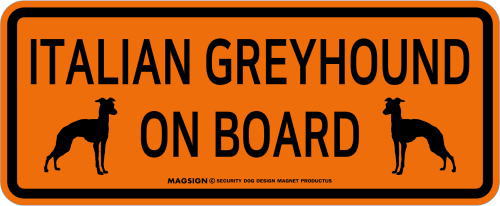 イタリアングレイハウンド,乗車中,カーマグネット,バンパーステッカー,英語,ITALIAN GREYHOUND ON BOARD,オレンジ色