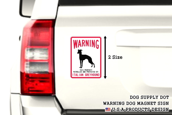 WARNING PATROLLED AND PROTECTED ITALIAN GREYHOUND マグネットサイン:イタリアングレーハウンド