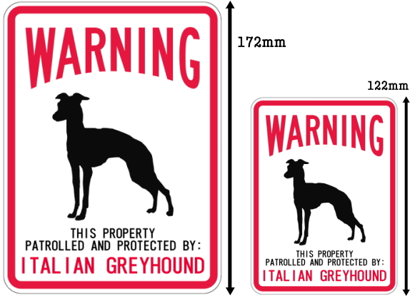 WARNING PATROLLED AND PROTECTED ITALIAN GREYHOUND マグネットサイン:イタリアングレーハウンド