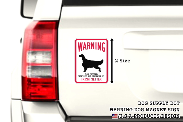 WARNING PATROLLED AND PROTECTED IRISH SETTER マグネットサイン:アイリッシュセッター