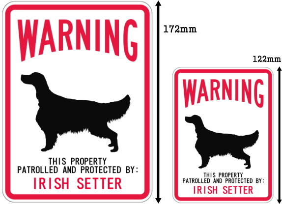 WARNING PATROLLED AND PROTECTED IRISH SETTER マグネットサイン:アイリッシュセッター