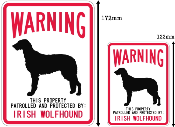 WARNING PATROLLED AND PROTECTED IRISH WOLFHOUND マグネットサイン:アイリッシュウルフハウンド