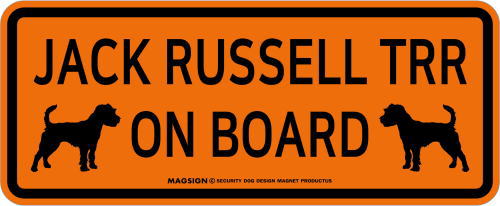 ジャックラッセルテリア,乗車中,カーマグネット,バンパーステッカー,英語,JACK RUSSELL TERRIER ON BOARD,オレンジ色