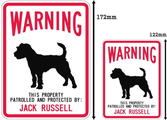 WARNING PATROLLED AND PROTECTED JACK RUSSELL マグネットサイン：ジャックラッセル