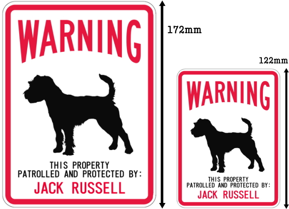 WARNING PATROLLED AND PROTECTED JACK RUSSELL マグネットサイン:ジャックラッセル