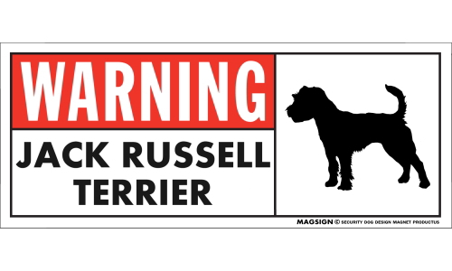 ジャックラッセルテリア,犬,注意,マグネット,バンパーステッカー,英語,警戒,警告,WARNING,JACK RUSSELL TERRIER,防水性能,耐水性,耐光性,耐候性,日本製