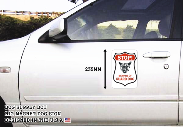 STOP! BEWARE OF GUARD DOG マグネットサイン