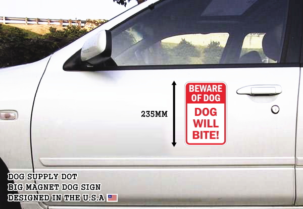 BEWARE OF DOG DOG WILL BITE! マグネットサイン