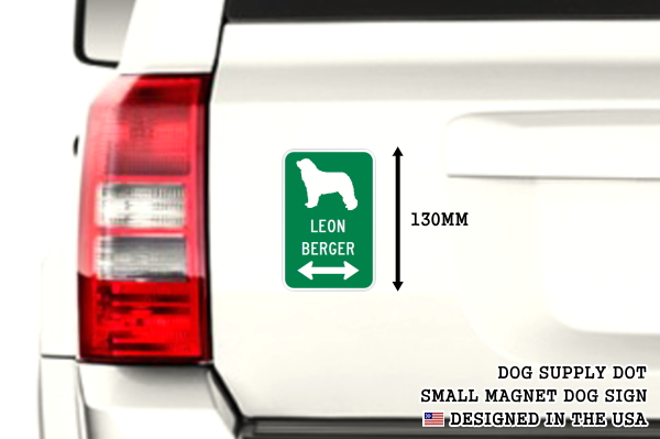LEONBERGER シルエット＆矢印 アメリカン道路標識 英語犬種名 マグネット/ステッカー