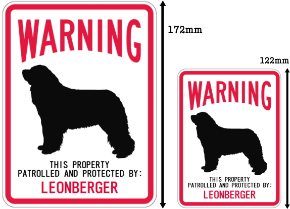 WARNING PATROLLED AND PROTECTED LEONBERGER マグネットサイン：レオンベルガー