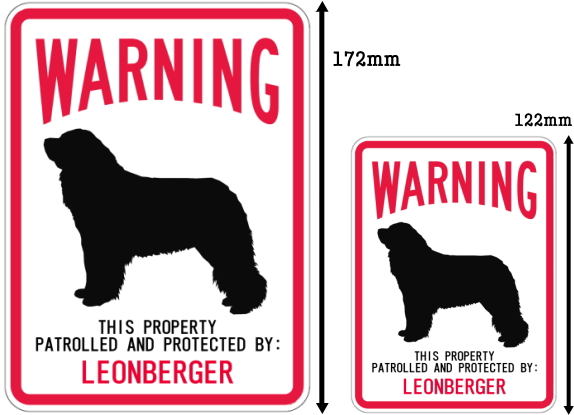 WARNING PATROLLED AND PROTECTED LEONBERGER マグネットサイン:レオンベルガー