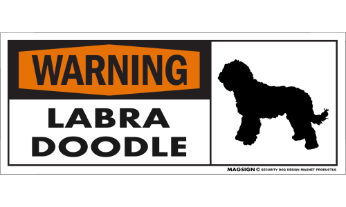 ラブラドゥードル,英語,注意,警告,犬,警戒,マグネット,バンパーステッカー,WARNING,LABRADOODLE,防水性能,耐水性,耐光性,耐候性,日本製