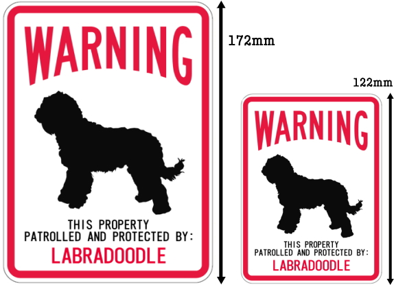 WARNING PATROLLED AND PROTECTED LABRADOODLE マグネットサイン:ラブラドゥードル