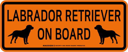 ラブラドールレトリバー,乗車中,カーマグネット,バンパーステッカー,英語,LABRADOR RETRIEVER ON BOARD,オレンジ色