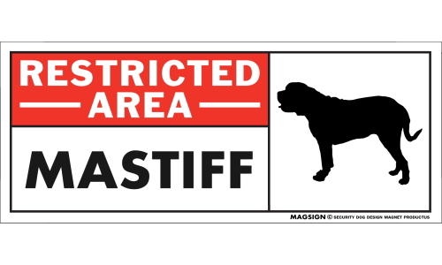 マスティフ,マスチフ,犬,車,マグネット,バンパーステッカー,英語,立入禁止区域,制限エリア,立入制限地域,RESTRICTED -AREA-,MASTIFF,防水性能,耐水性,耐光性,耐候性,日本製