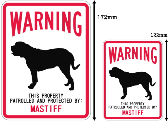 WARNING PATROLLED AND PROTECTED MASTIFF マグネットサイン：マスティフ